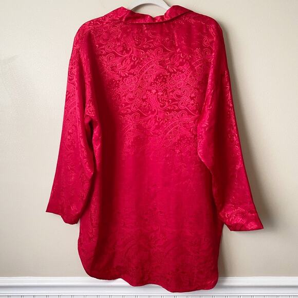 Victoria’s Secret | Vintage NWT Button Front Nightgown Tunic Sleepwear Red M/L - Picture 4 of 5